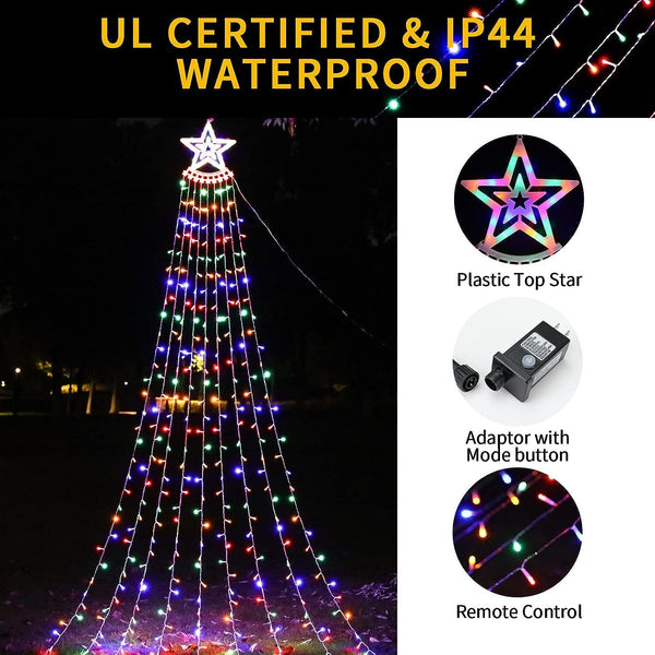 350 LED Christmas Outdoor Star String Lights Xmas Tree Toppers Fairy Decoration