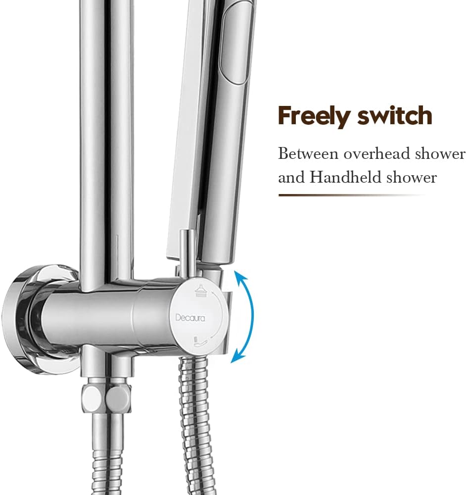 9" Rain Shower Head Set 2 in 1 Shower Rail Wall Mounted 3-Mode Handheld Spray Round Bathroom(Chrome)