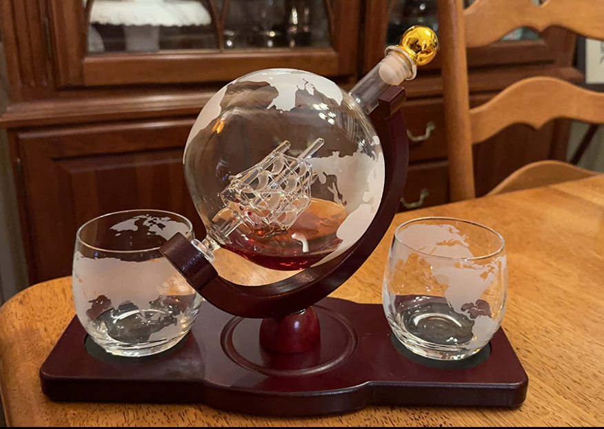 Globe Decanter Set with 2 Glasses,