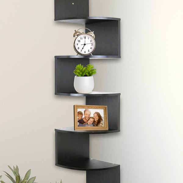 Corner Shelf 5 Tier Shelves for Wall Storage, Easy-to-Assemble Floating Wall Mount Shelves for Bedrooms and Living Rooms, Office Wall Decor, Living Room Decor and Accessories, Espresso Finish Visit the Greenco Store