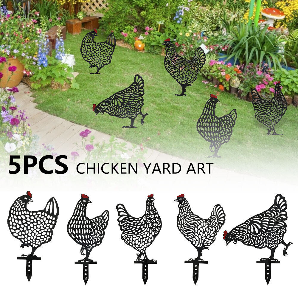 5X Chicken Yard Art Gardening Ornaments Garden Backyard Hen Lawn Stakes