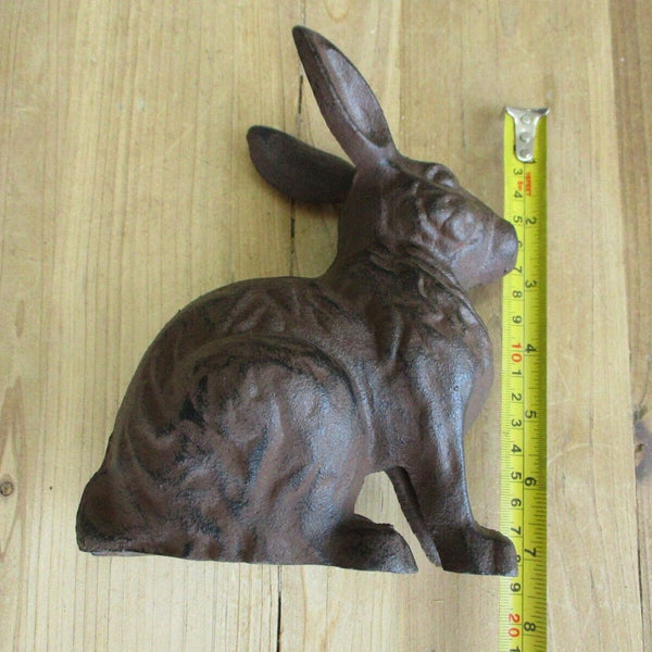 Large Cast Iron RABBIT Easter BUNNY Garden Statue RUSTIC Home Decor 7" Country