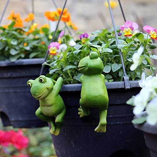 Set of 3 Cute Frog Figurines Hanging Animal Statue,Resin Pot Climbing Sculpture Outdoor Statues Ornaments Décor for Flower potFence, Yard Art Patio Lawn House (3 frogs)
