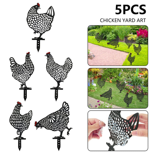 5X Chicken Yard Art Gardening Ornaments Garden Backyard Hen Lawn Stakes