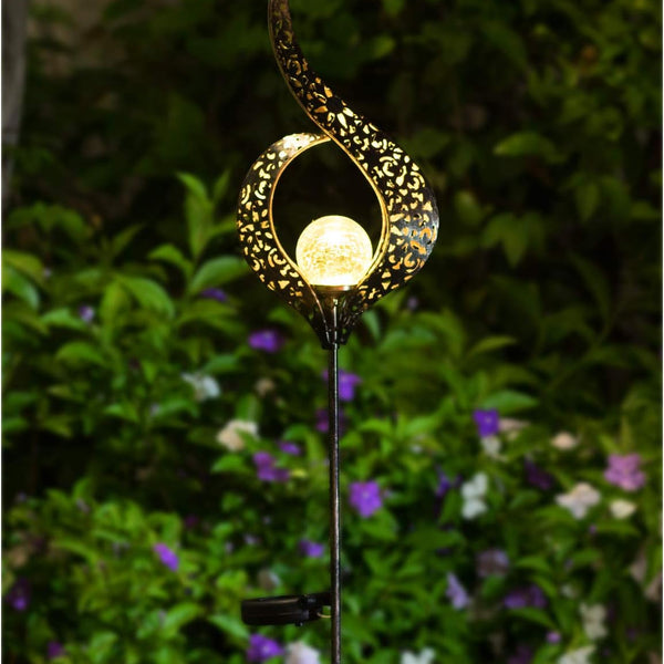 Outdoor Solar Lights Garden Stake Lights, Crackle Glass Globe,Waterproof LED Christmas Gift Fairy Lights for Pathway,Lawn,Patio or Courtyard (Bronze)