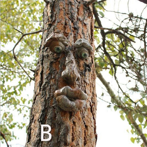 Resin Old Man Tree Hugger Bark Ghost Face Garden Outdoor Tree Decor for Easter