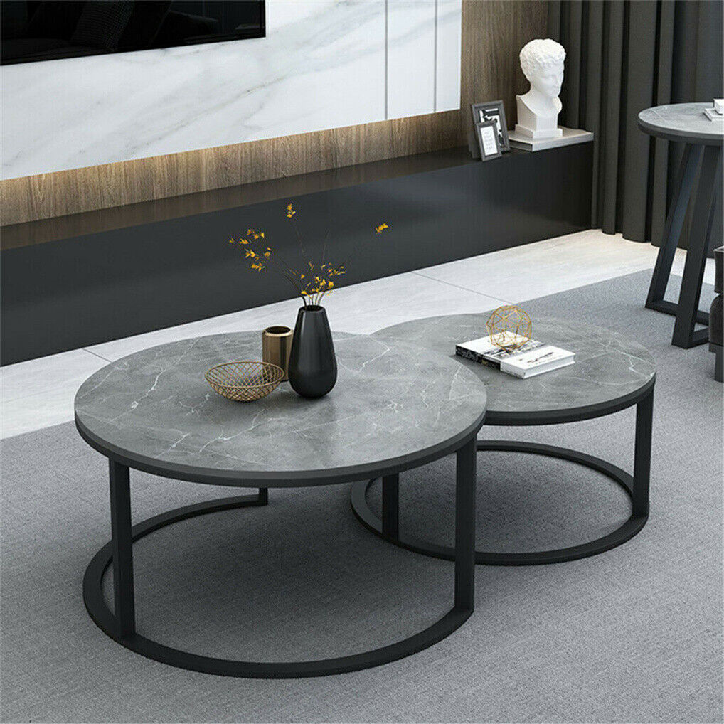 Gorgeous Nesting Table Set Sintered Stone Centre Coffee Table anti-scratch Grey