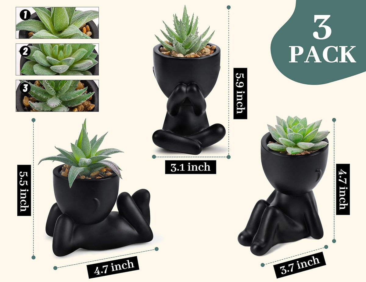 3pcs Fake Succulents Plants Artificial for Bathroom Bedroom Home Room Decor Aesthetic Indoor