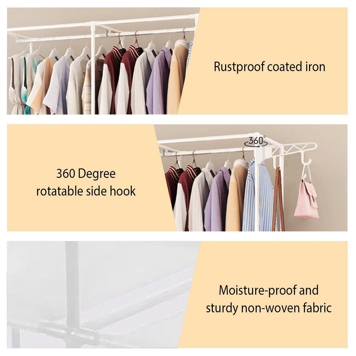 Metal Clothes Organiser Heavy Duty Clothing Garment Rack Closet Storage Shelf US